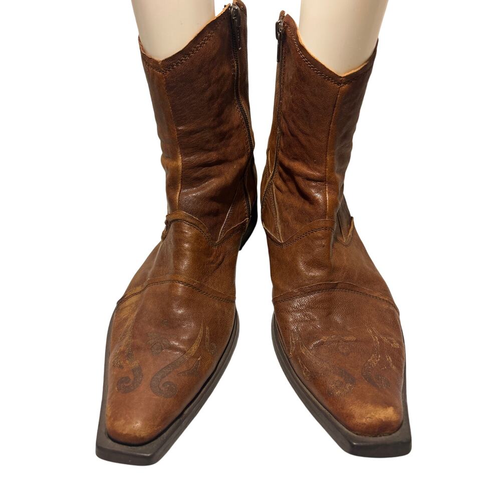 Z Club Western Boho Faux Leather Half Boots, Brown Mens 8